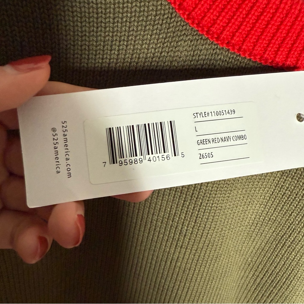 525 America green red navy Colorblock Crewneck Sweater - Picture 3 of 3